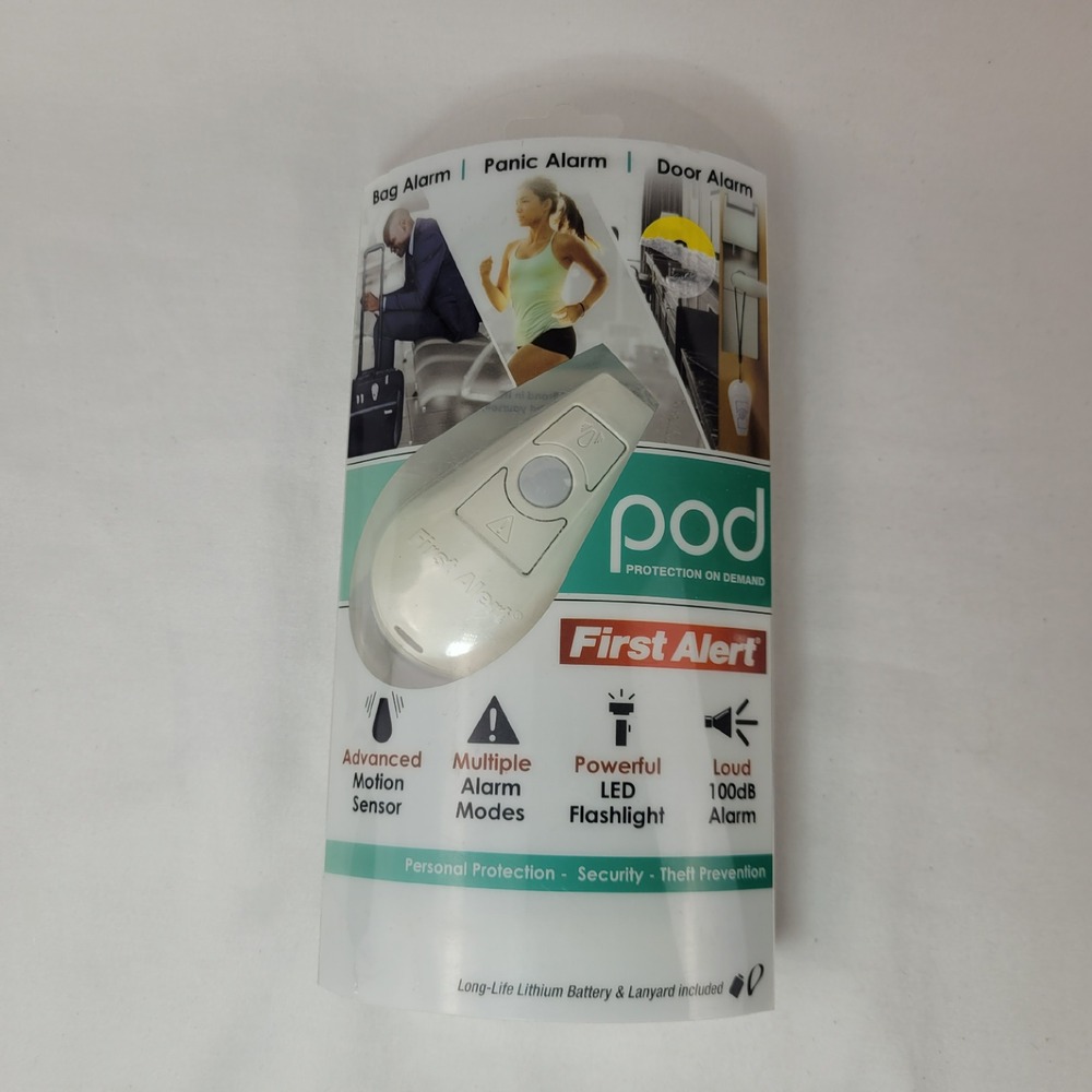 First Alert POD Personal Security Alarm PA100 Motion Sensor 100dB Flashlight NEW